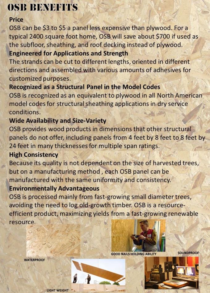 Raad van de geluidsisolatie de OSB Georiënteerde Bundel voor Verpakking en Bouw +/-0.5mm